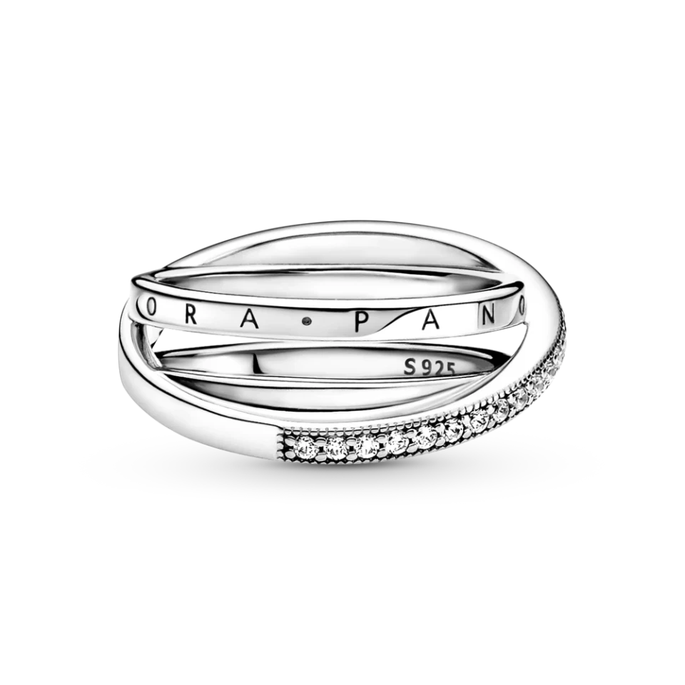 Каблучка Pandora потрійна з паве