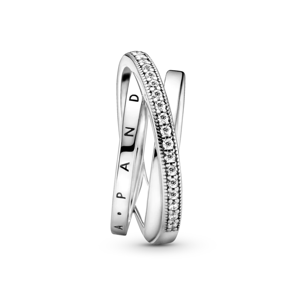 Каблучка Pandora потрійна з паве